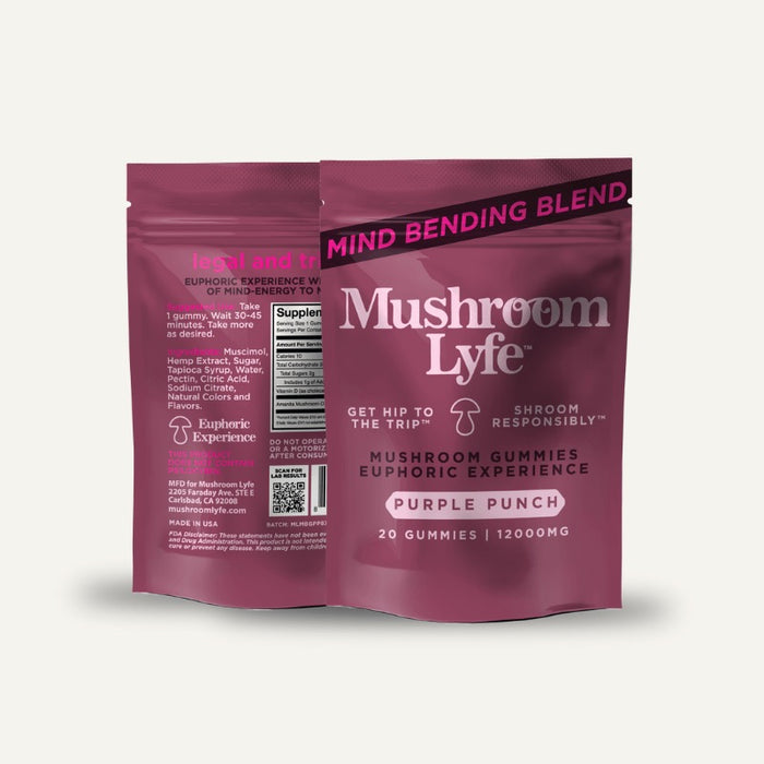 Smilyn Wellness Mushroom Lyfe Euphoric Purple Punch Mushroom Gummies